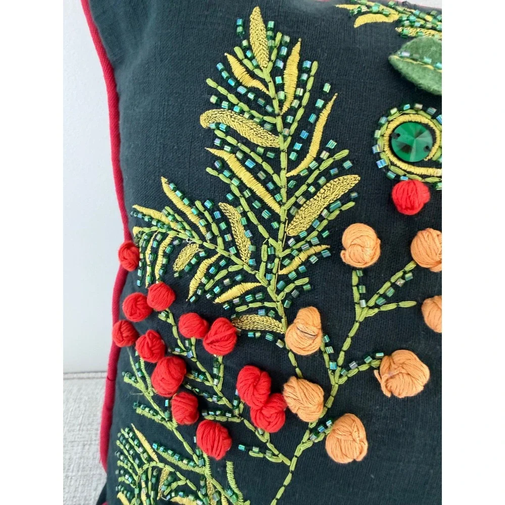 Christmas 3D Holly Wreath Accent Pillow 18